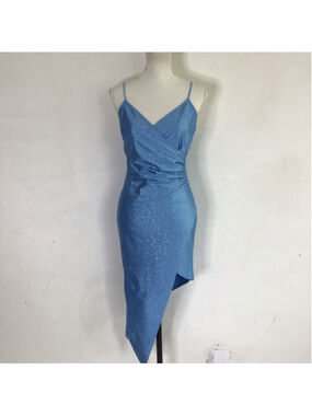 Honey and Rosi Women Elegant Blue Sparkle Asymmetrical Dress M